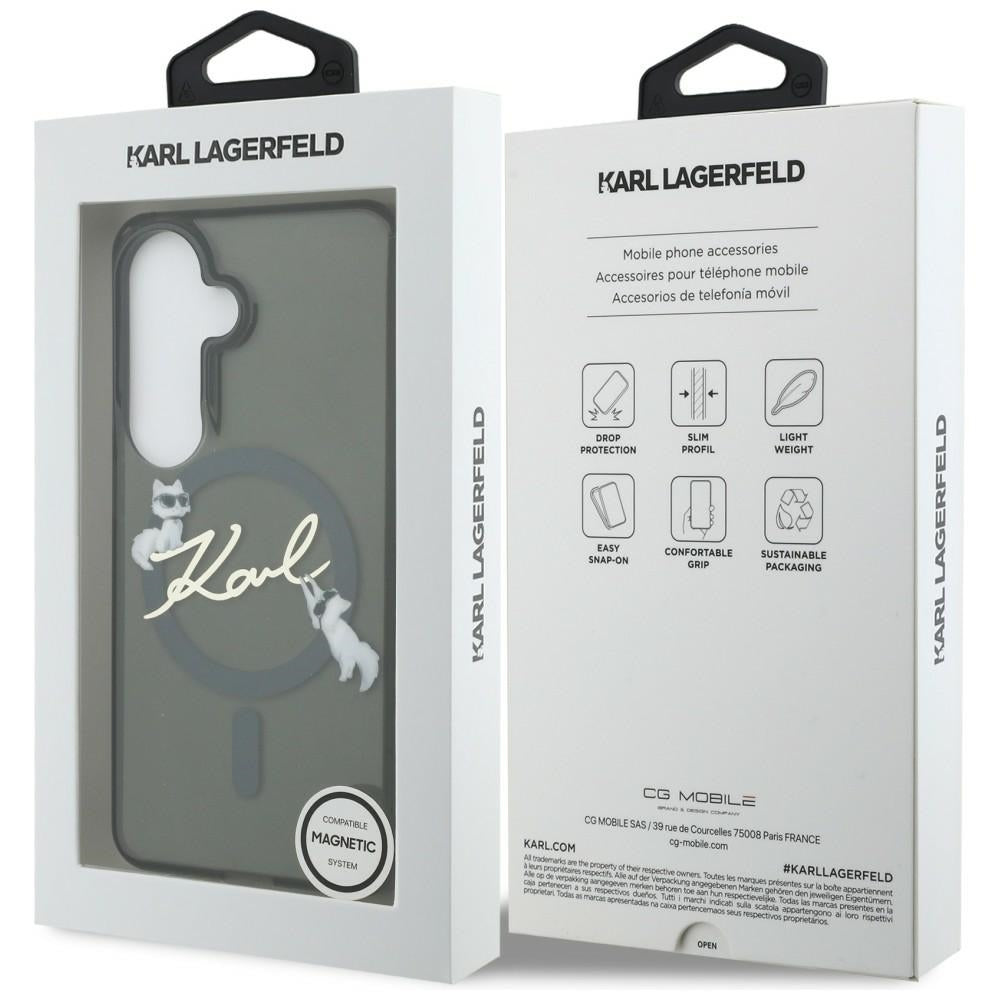 MagSafe-etui til Samsung Galaxy S26 Plus S947, Karl Lagerfeld, IML Choupette Karl Script Logo, Sort