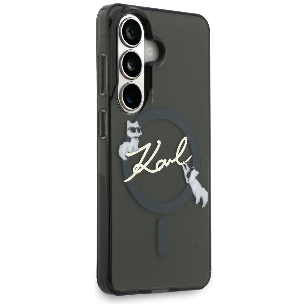 MagSafe-etui til Samsung Galaxy S26 Plus S947, Karl Lagerfeld, IML Choupette Karl Script Logo, Sort