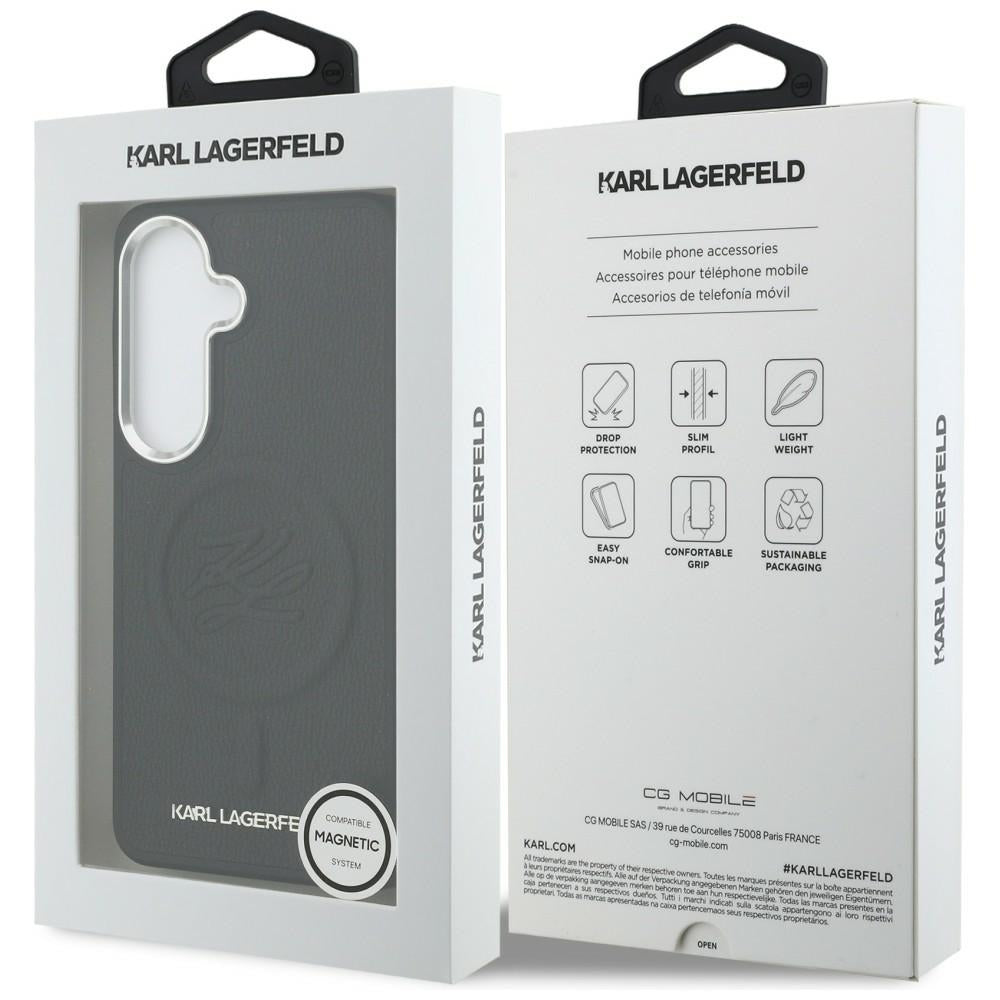 MagSafe cover til Samsung Galaxy S26 Plus S947, Karl Lagerfeld, Initial Logo Debossed, Sort