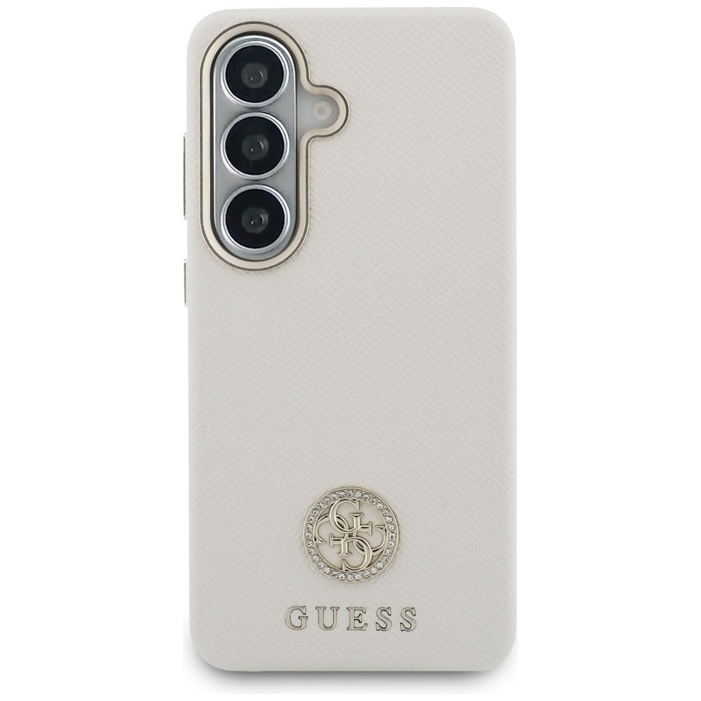 MagSafe Case for Samsung Galaxy S26 S942, Guess, Rhinestone Round Logo, Beige