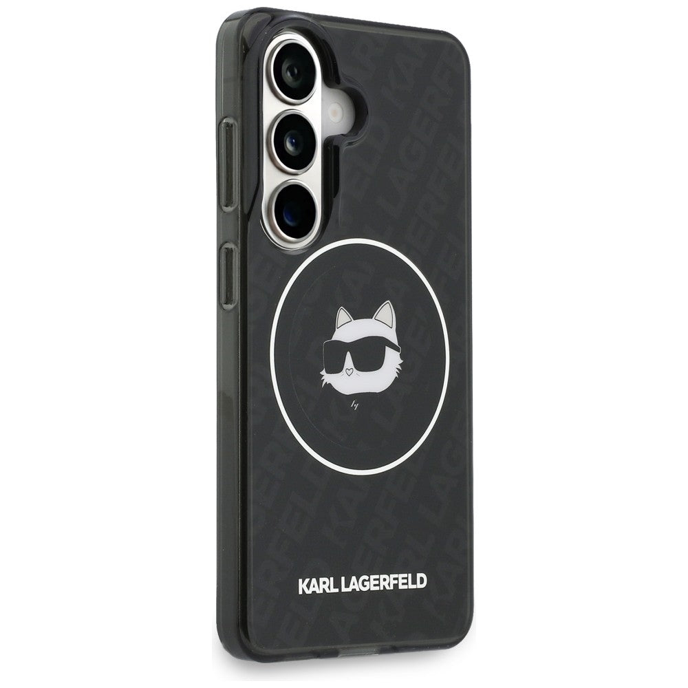 MagSafe cover til Samsung Galaxy S26 S942, Karl Lagerfeld, IML Choupette Head on KL Repeated Logo, Sort