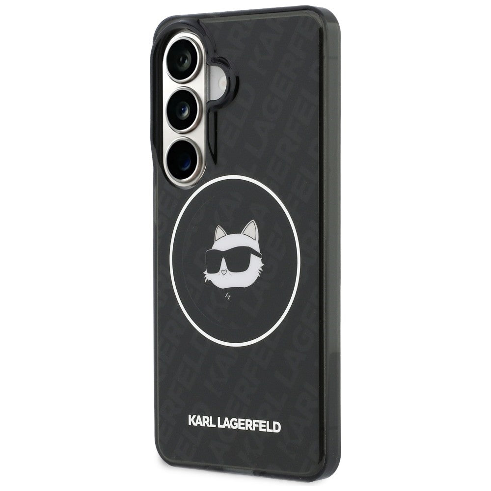 MagSafe cover til Samsung Galaxy S26 S942, Karl Lagerfeld, IML Choupette Head on KL Repeated Logo, Sort