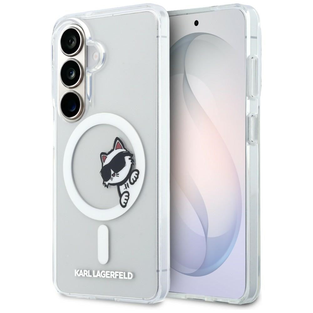 MagSafe-etui til Samsung Galaxy S26 S942, Karl Lagerfeld, IML Choupette Peekaboo Logo, Hvid