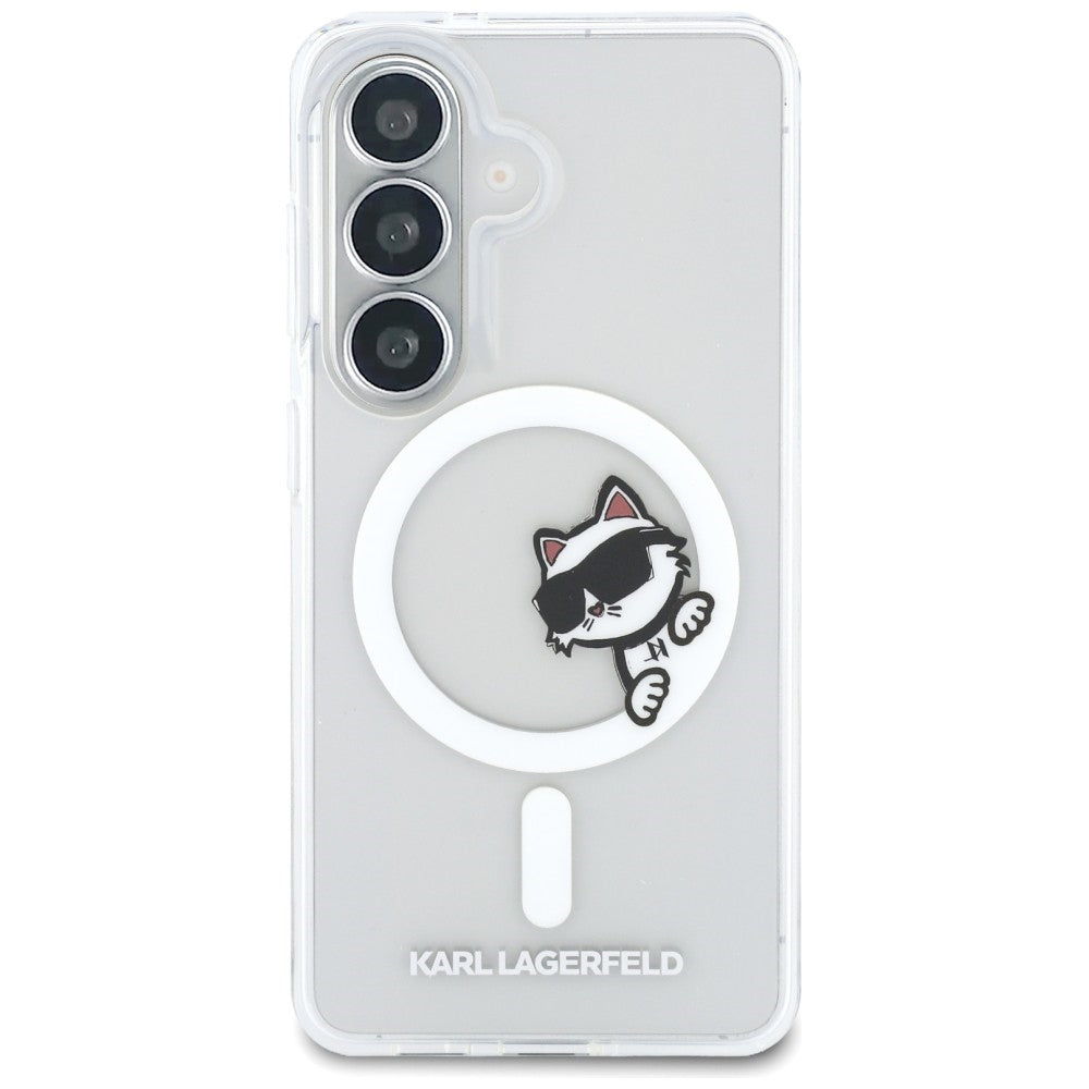 MagSafe-etui til Samsung Galaxy S26 S942, Karl Lagerfeld, IML Choupette Peekaboo Logo, Hvid