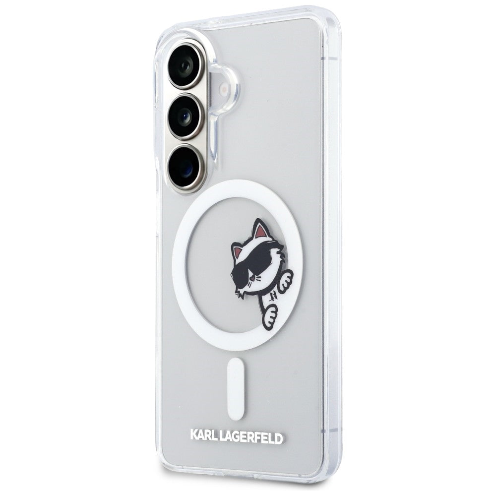 MagSafe-etui til Samsung Galaxy S26 S942, Karl Lagerfeld, IML Choupette Peekaboo Logo, Hvid
