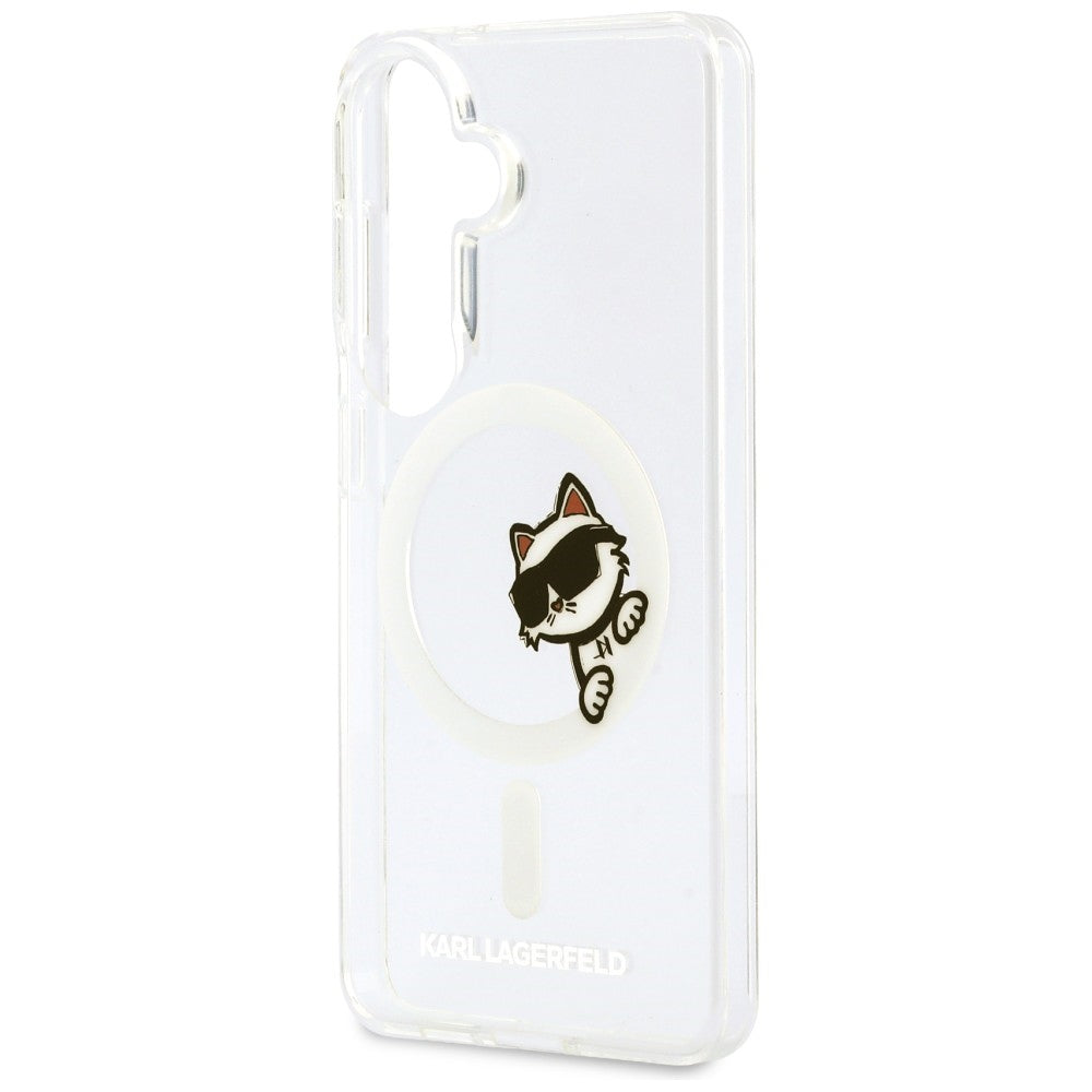MagSafe-etui til Samsung Galaxy S26 S942, Karl Lagerfeld, IML Choupette Peekaboo Logo, Hvid