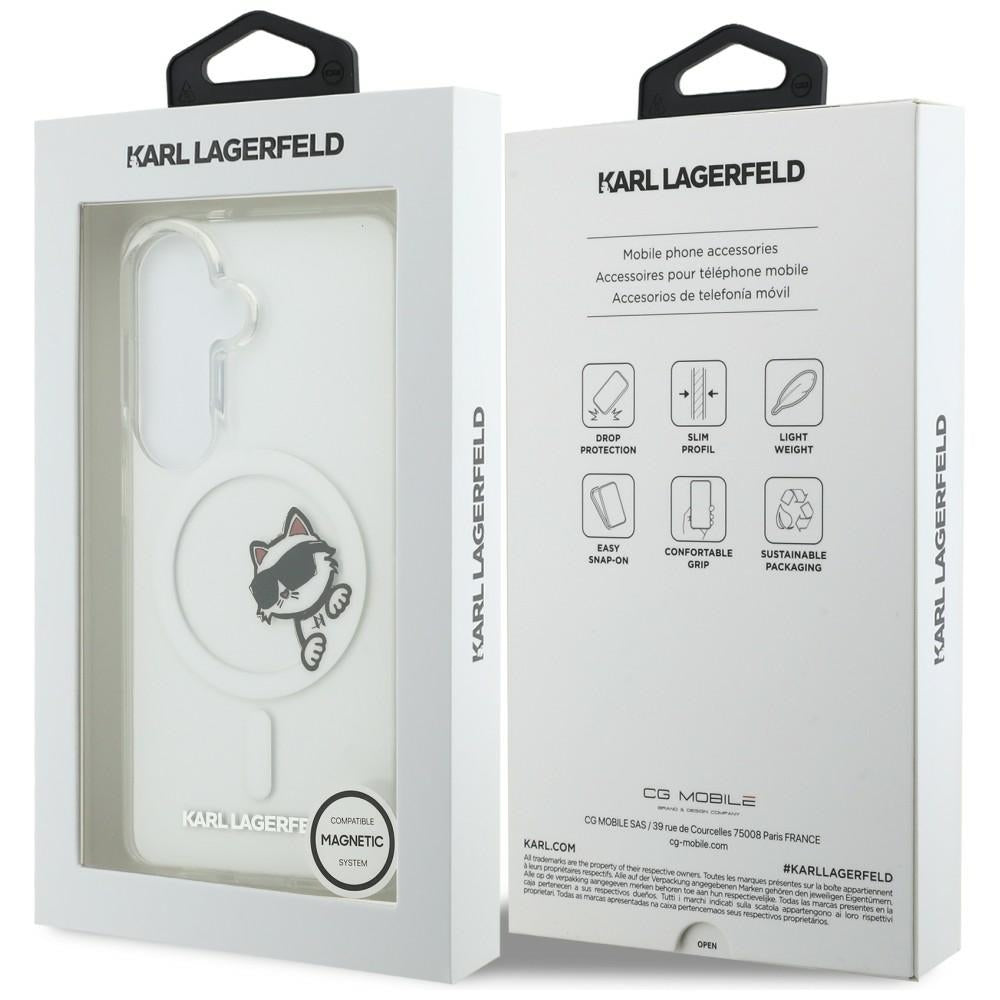 MagSafe-etui til Samsung Galaxy S26 S942, Karl Lagerfeld, IML Choupette Peekaboo Logo, Hvid