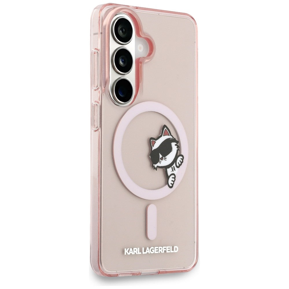 MagSafe cover til Samsung Galaxy S26 S942, Karl Lagerfeld, IML Choupette Peekaboo Logo, Pink