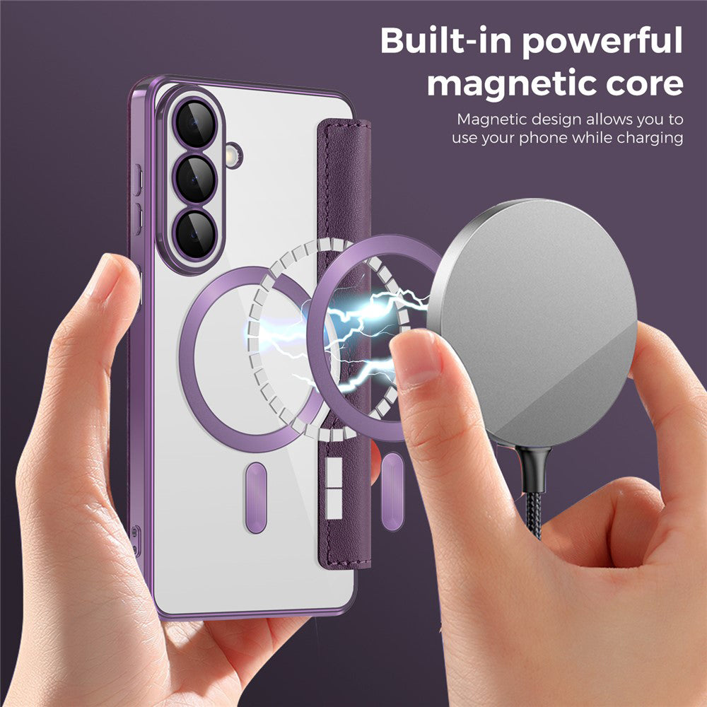 MagSafe Case for Samsung Galaxy S26 S942, Techsuit, SmartMag Book, Purple