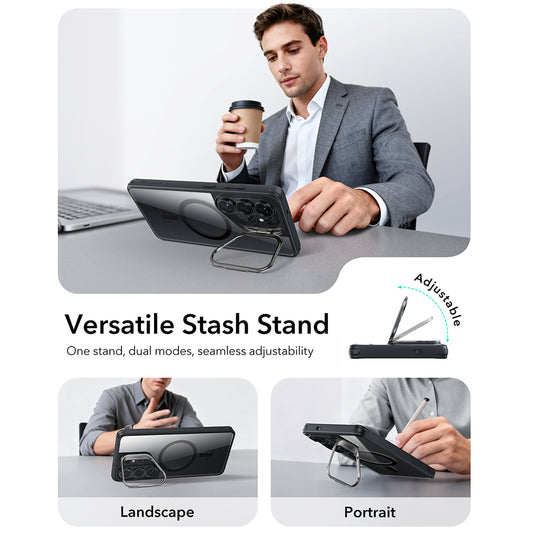 MagSafe Case for Samsung Galaxy S26 Ultra, ESR, Classic Hybrid Kickstand, Transparent Black