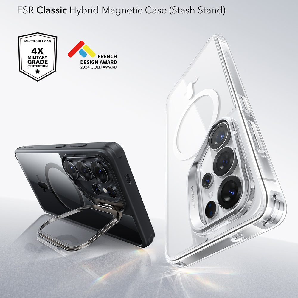 MagSafe cover til Samsung Galaxy S26 Ultra S948, ESR, Classic Hybrid Kickstand, Sort Gennemsigtig