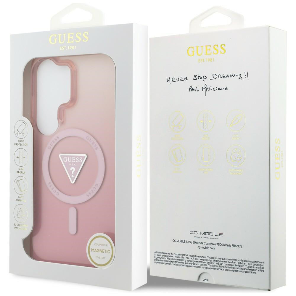 MagSafe cover til Samsung Galaxy S26 Ultra S948, Guess, IML Gradient Triangle Logo, Pink