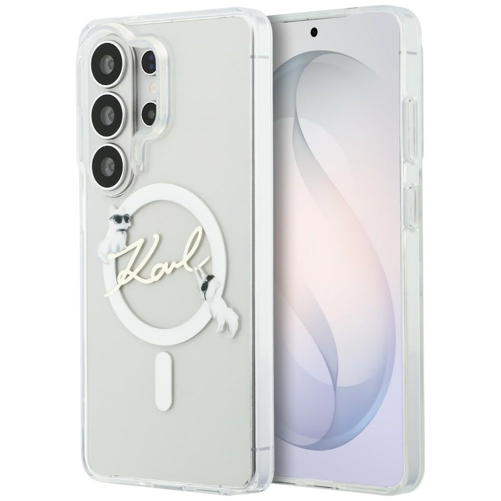 MagSafe cover til Samsung Galaxy S26 Ultra S948, Karl Lagerfeld, IML Choupette Karl Script Logo, Hvid.