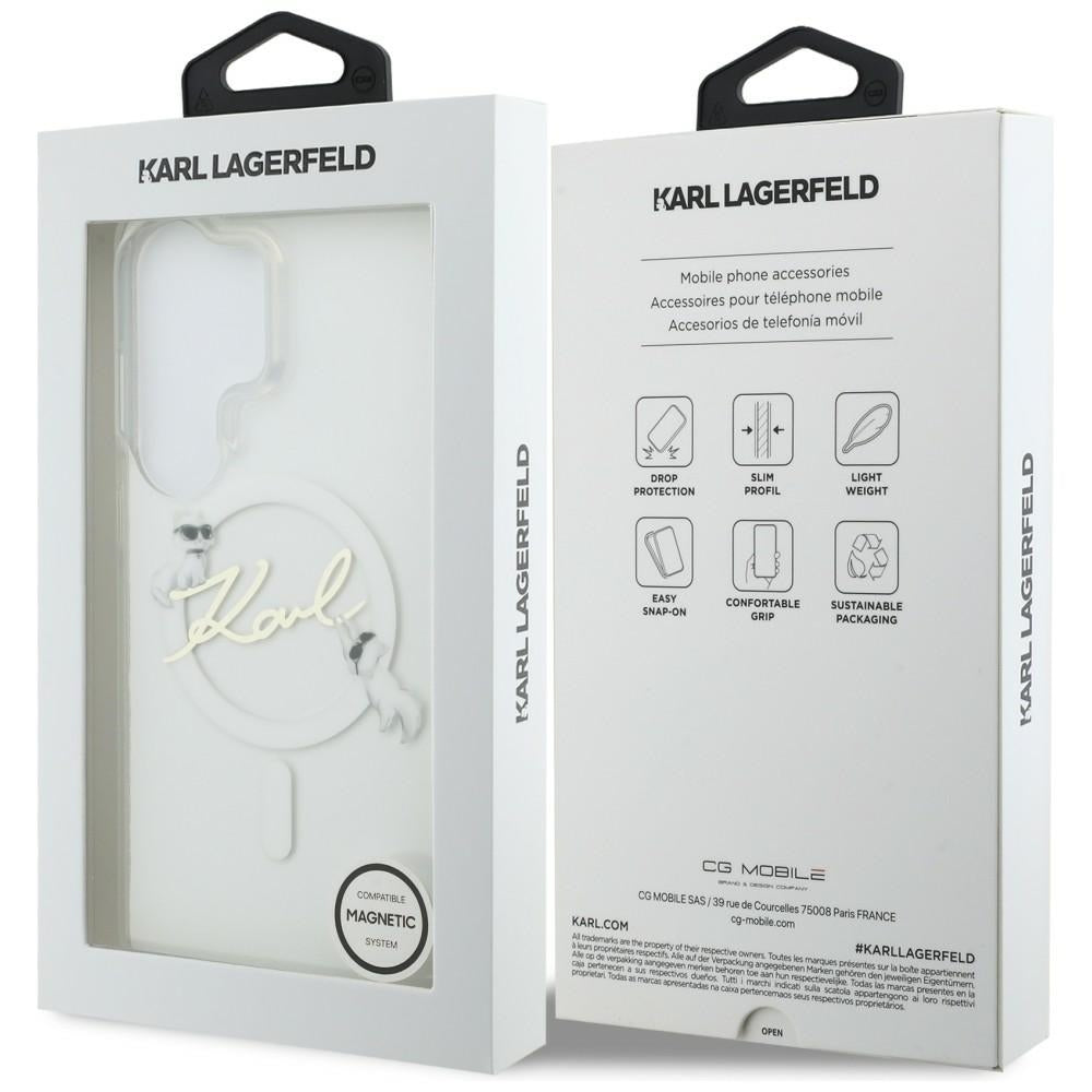 MagSafe cover til Samsung Galaxy S26 Ultra S948, Karl Lagerfeld, IML Choupette Karl Script Logo, Hvid.
