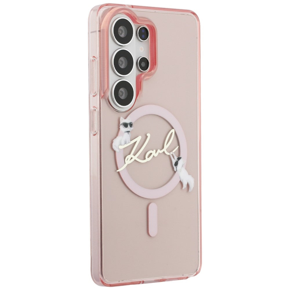 MagSafe cover til Samsung Galaxy S26 Ultra S948, Karl Lagerfeld, IML Choupette Karl Script Logo, Pink