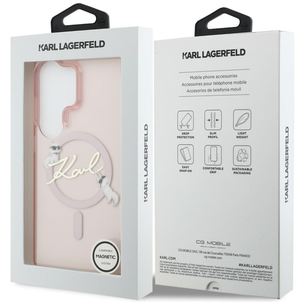 MagSafe cover til Samsung Galaxy S26 Ultra S948, Karl Lagerfeld, IML Choupette Karl Script Logo, Pink