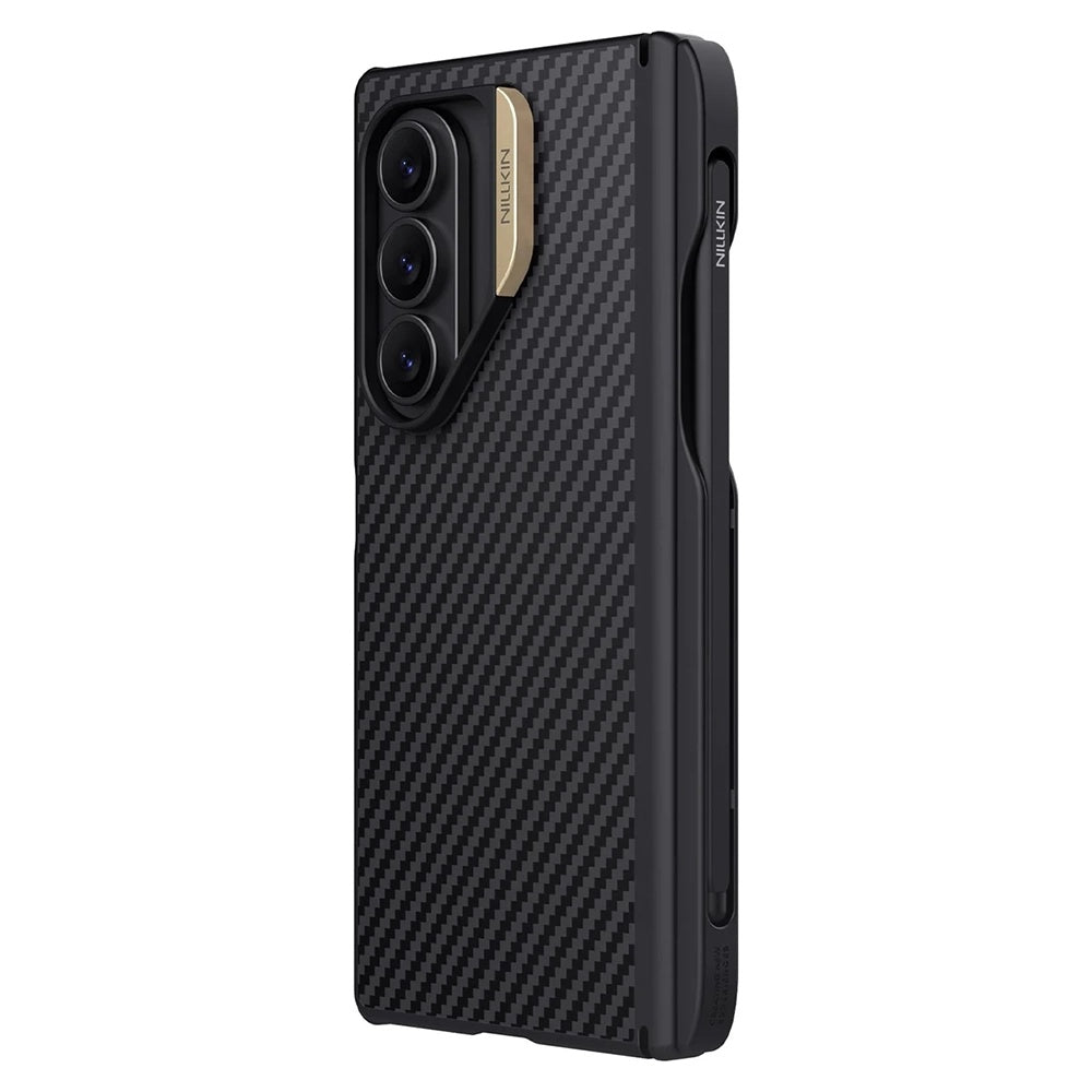 MagSafe-etui til Samsung Galaxy Z Fold7 F966, Nillkin, Synthetic Fiber Pro med S-Pen-holder, Sort Guld