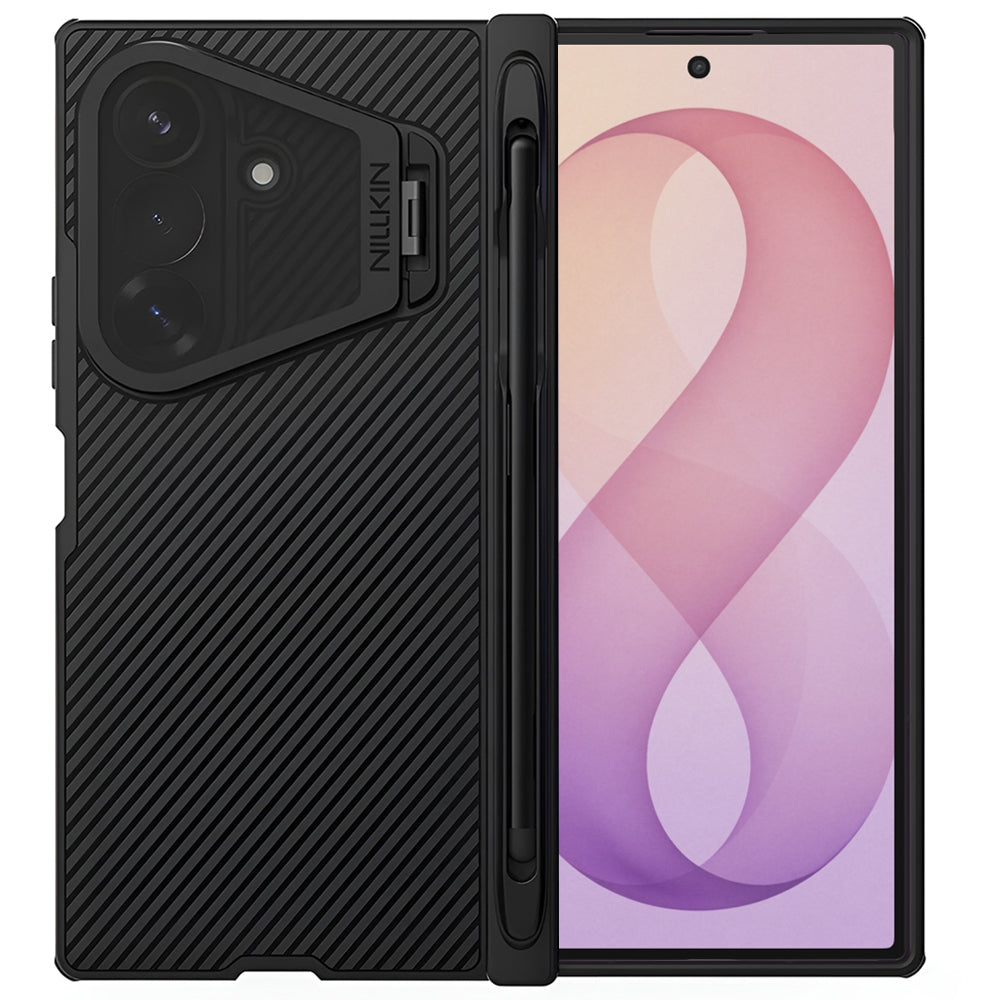 MagSafe-etui til Samsung Galaxy Z Fold8 Ultra F976, Nillkin, CamShield Pro med gennemsigtigt sort linsecover og S-Pen-holder, sort