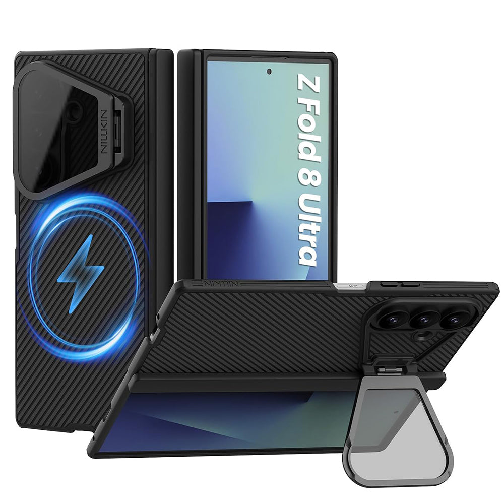 MagSafe-etui til Samsung Galaxy Z Fold8 Ultra F976, Nillkin, CamShield Pro med gennemsigtigt sort linsecover og S-Pen-holder, sort