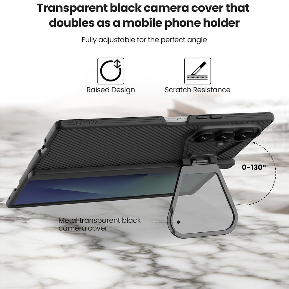 MagSafe-etui til Samsung Galaxy Z Fold8 Ultra F976, Nillkin, CamShield Pro med gennemsigtigt sort linsecover og S-Pen-holder, sort