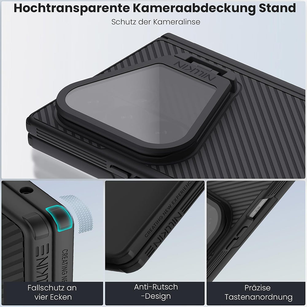 MagSafe-etui til Samsung Galaxy Z Fold8 Ultra F976, Nillkin, CamShield Pro med gennemsigtigt sort linsecover og S-Pen-holder, sort