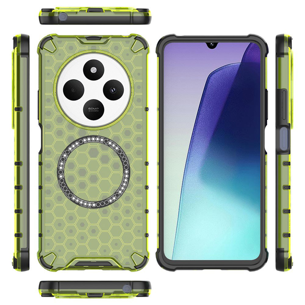 MagSafe-etui til Xiaomi Poco C75 / Redmi 14C, Techsuit, HoneyComb Shield, Grøn
