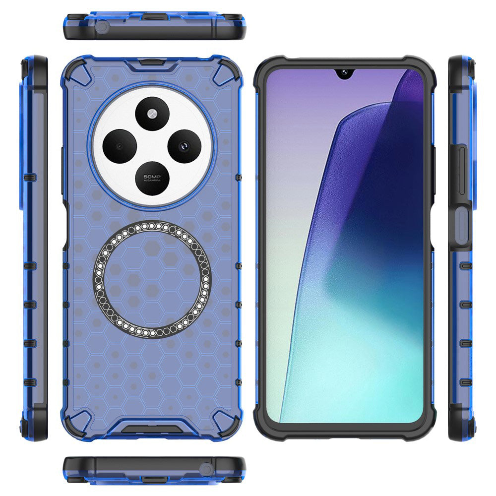 MagSafe-etui til Xiaomi Poco C75 / Redmi 14C, Techsuit, HoneyComb Shield, Blå