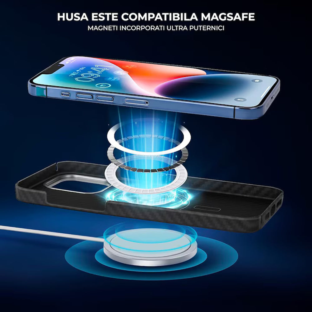 MagSafe cover til Apple iPhone 17 Pro Max, Techsuit, Aramid Fiber, Sort