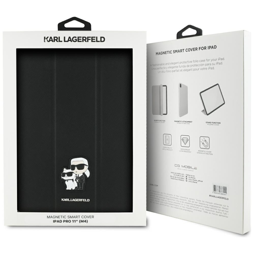 Etui til Apple iPad Pro 11 (2024), Karl Lagerfeld, Saffiano Karl & Choupette, Sort