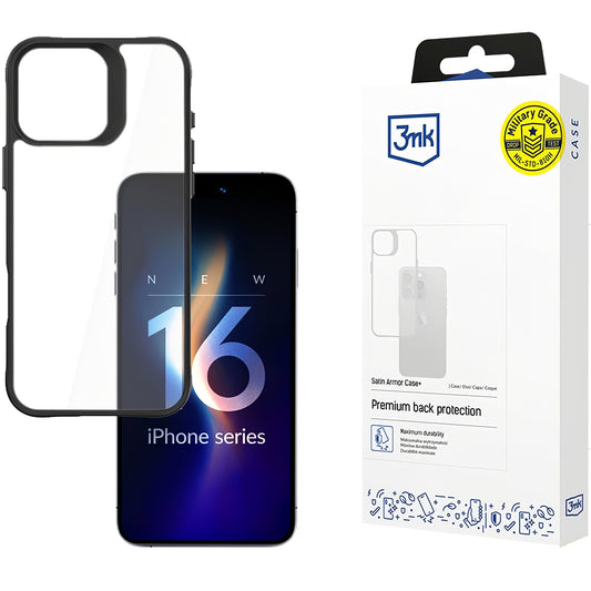 Etui til Apple iPhone 16 Pro, 3MK, Satin Armour Case+, gennemsigtig