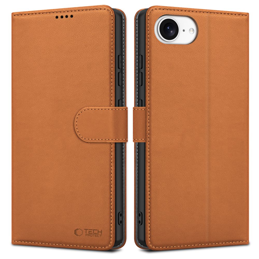Etui til Apple iPhone 17e / 16e, Tech-Protect, Wallet, Brun