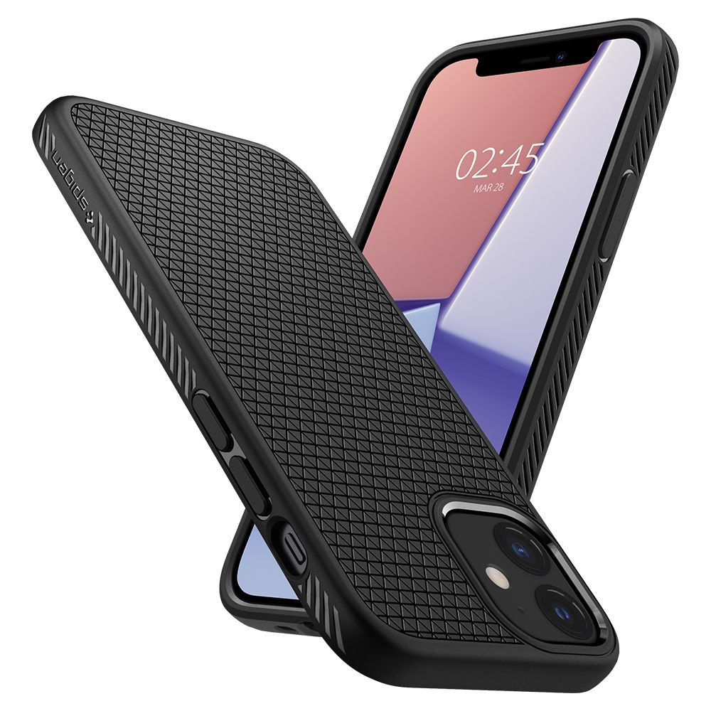 Cover til Apple iPhone 12 / 12 Pro, Spigen, Liquid Air, Sort ACS01701