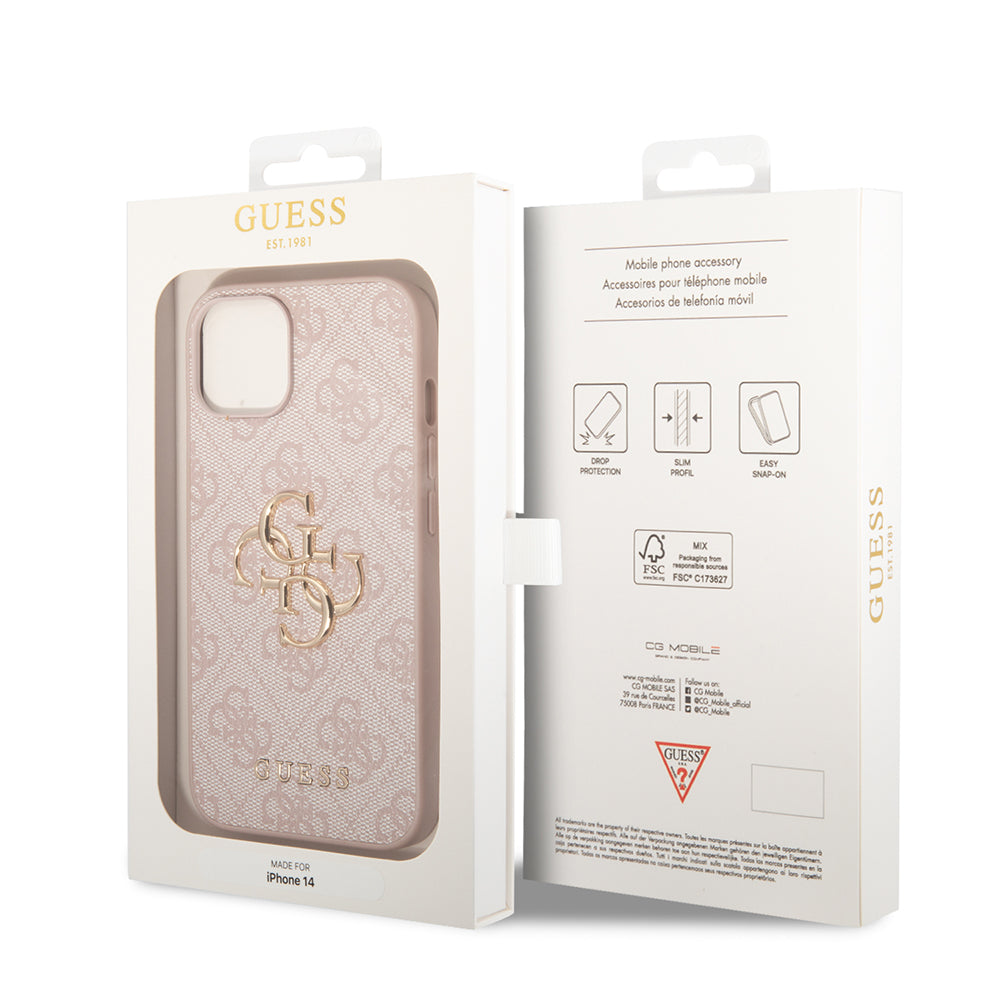 Etui til Apple iPhone 14, Guess, 4G Metal Logo, Pink