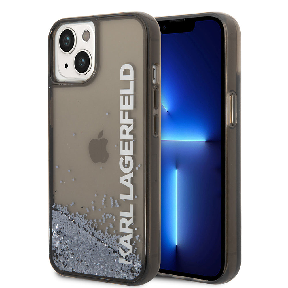 Cover til Apple iPhone 14, Karl Lagerfeld, Liquid Glitter KL Logo, Sort