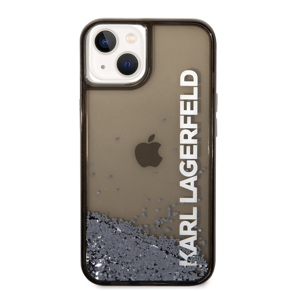 Cover til Apple iPhone 14, Karl Lagerfeld, Liquid Glitter KL Logo, Sort
