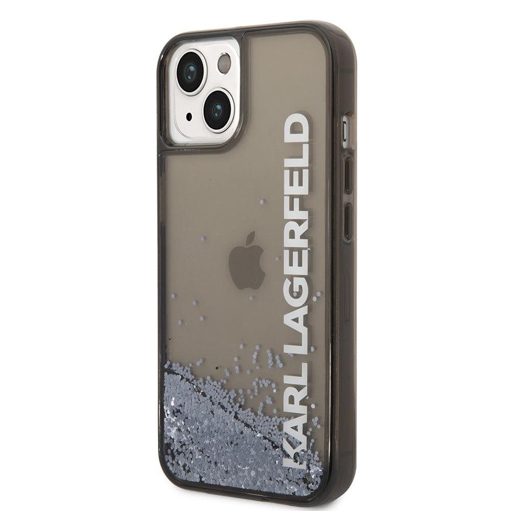 Cover til Apple iPhone 14, Karl Lagerfeld, Liquid Glitter KL Logo, Sort