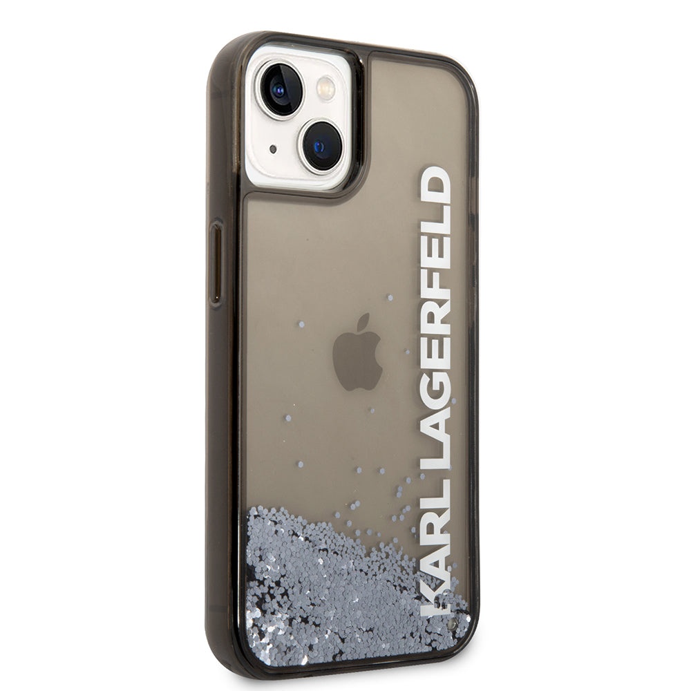 Cover til Apple iPhone 14, Karl Lagerfeld, Liquid Glitter KL Logo, Sort