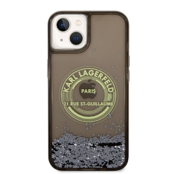 Cover til Apple iPhone 14, Karl Lagerfeld, Liquid Glitter RSG, Sort