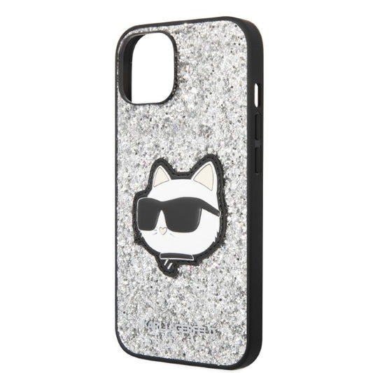 Cover til Apple iPhone 14 Plus, Karl Lagerfeld, Glitter Choupette Patch, Sølvfarvet