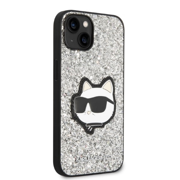 Cover til Apple iPhone 14 Plus, Karl Lagerfeld, Glitter Choupette Patch, Sølvfarvet