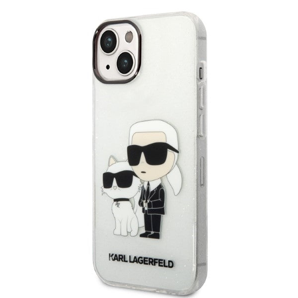 Case for Apple iPhone 14 Plus, Karl Lagerfeld, Glitter Karl & Choupette, Transparent