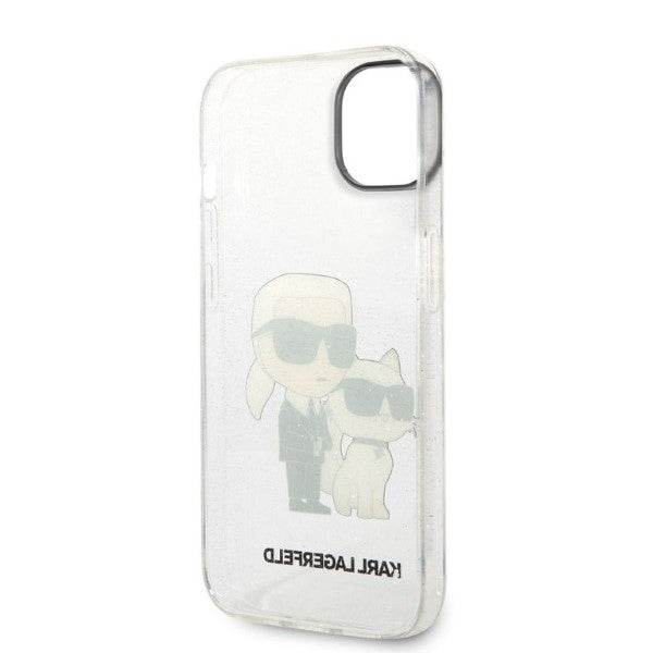 Case for Apple iPhone 14 Plus, Karl Lagerfeld, Glitter Karl & Choupette, Transparent