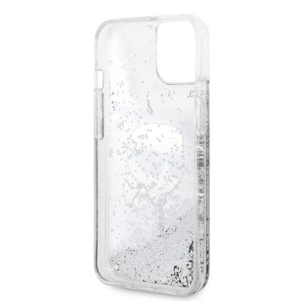 Cover til Apple iPhone 14 Plus, Karl Lagerfeld, Glitter Karl's Head, Sølvfarvet