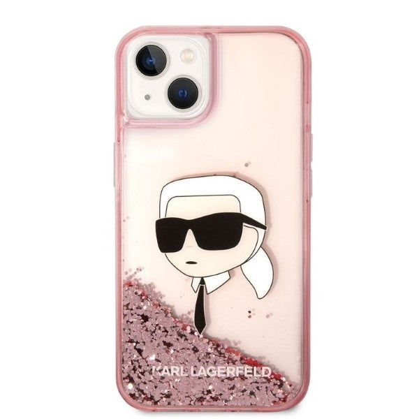 Case for Apple iPhone 14 Plus, Karl Lagerfeld, Glitter Karl's Head, Pink