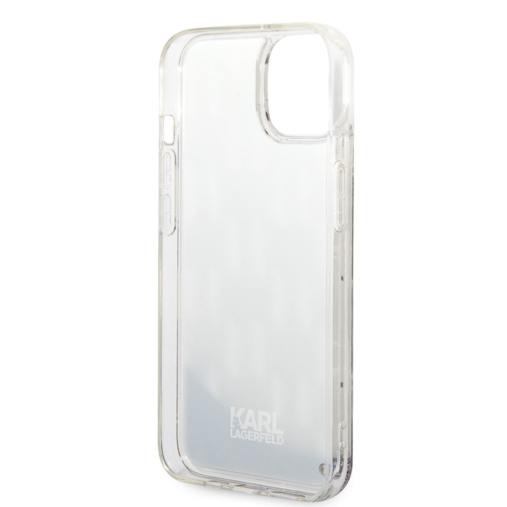 Etui til Apple iPhone 14 Plus, Karl Lagerfeld, Liquid Glitter Monogram, Sølvfarvet