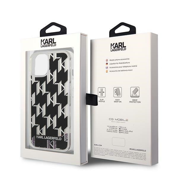 Cover til Apple iPhone 14 Plus, Karl Lagerfeld, Liquid Glitter Monogram, Sort