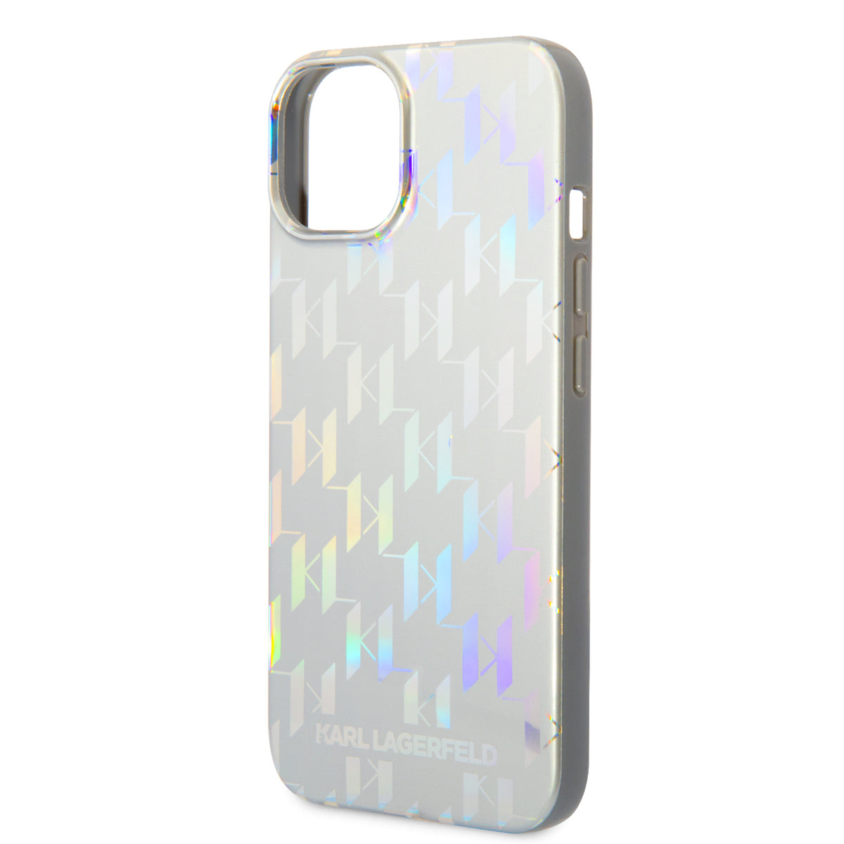 Etui til Apple iPhone 14 Plus, Karl Lagerfeld, Monogram Iridescent, Sølvfarvet