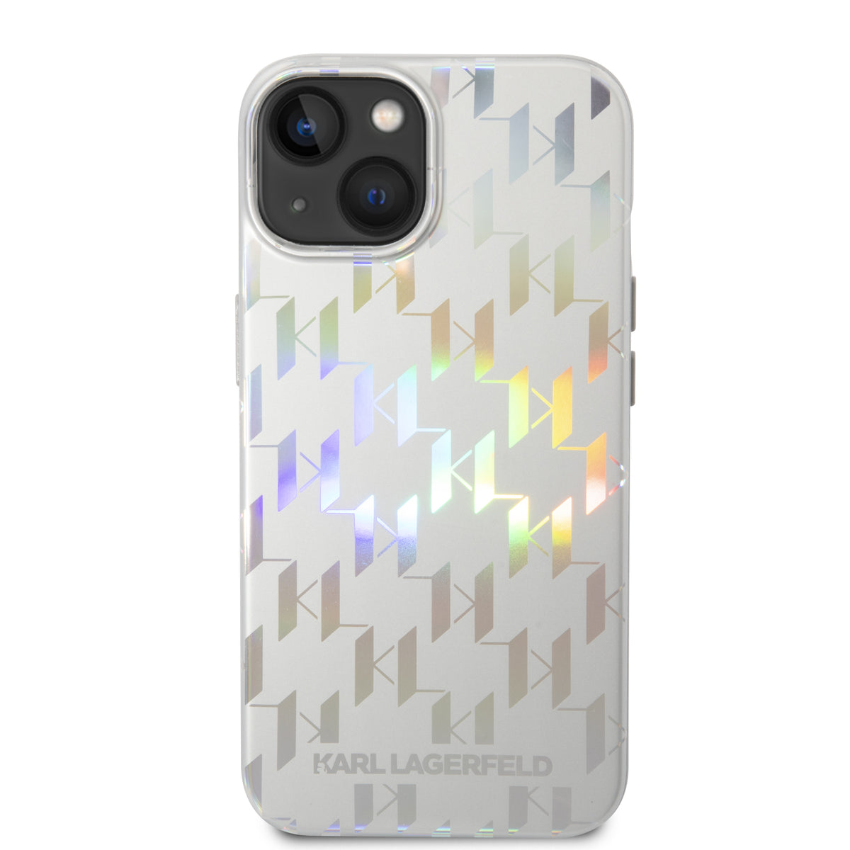 Etui til Apple iPhone 14 Plus, Karl Lagerfeld, Monogram Iridescent, Sølvfarvet