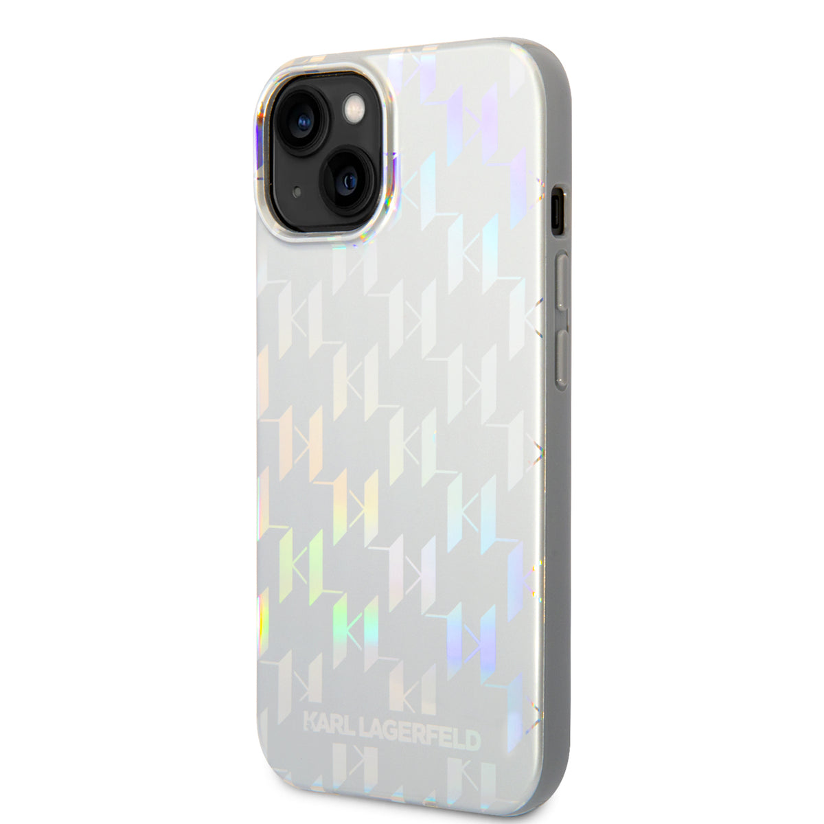 Etui til Apple iPhone 14 Plus, Karl Lagerfeld, Monogram Iridescent, Sølvfarvet