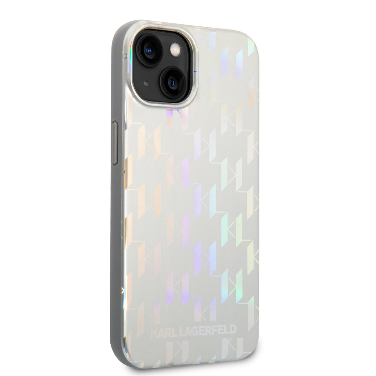 Etui til Apple iPhone 14 Plus, Karl Lagerfeld, Monogram Iridescent, Sølvfarvet